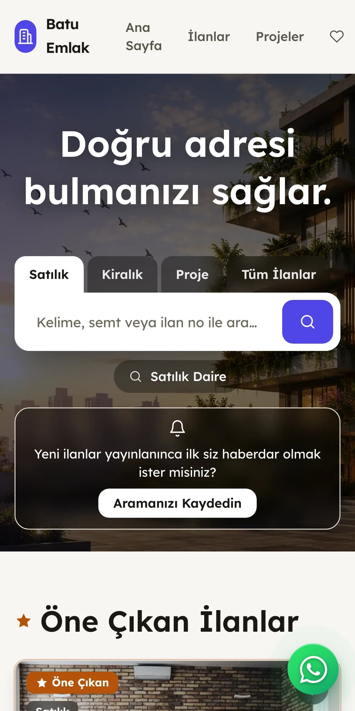 Aynı vitrin sitesinin telefondaki görünümü.